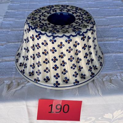 Polish Blue & White Pottery Jello / Bundt Pan mould