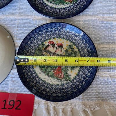 Polish Blue & White Pottery Birds Plates