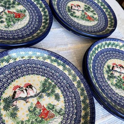 Polish Blue & White Pottery Birds Plates