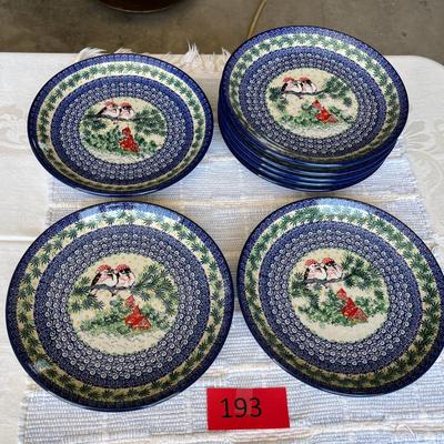 Polish Blue & White Pottery Birds Plates