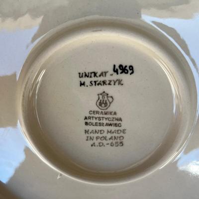 Polish Blue & White Pottery Birds Plates