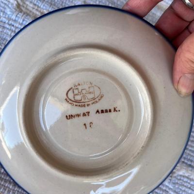 Poland Blue & White Pottery Floral Cup & Saucer