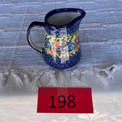 Poland Blue & White Pottery Floral Creamer
