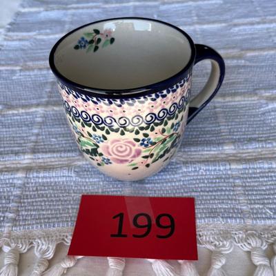 Poland Blue & White Pottery Roses Mug