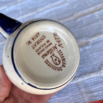 Poland Blue & White Pottery Roses Mug