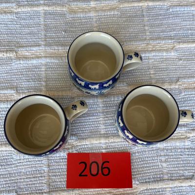 Poland Blue & White Pottery Small Kitty mugs