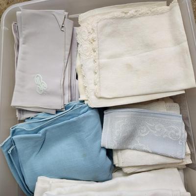 Large Tote filled with Linens , Table Covers, Napkins, Placemats