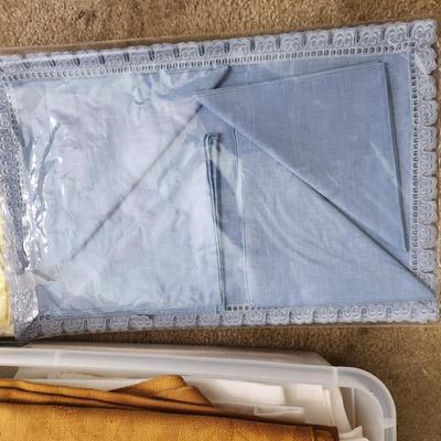 Large Tote filled with Linens , Table Covers, Napkins, Placemats