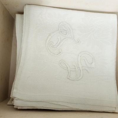 Large Tote filled with Linens , Table Covers, Napkins, Placemats