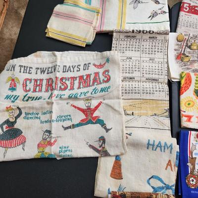 Vintage Kitchen Linen 1960 70 80's Calendar Towels Napkins Vera
