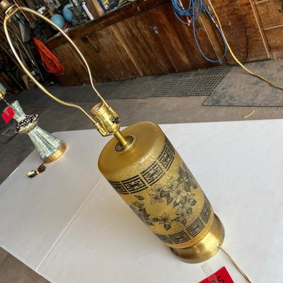 Oriental style Glass MCM Barrel Lamp