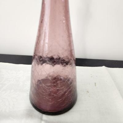 Vintage Mid Century Modern MCM Possible Rainbow Purple Crackle Glass Decanter Genie Bottle