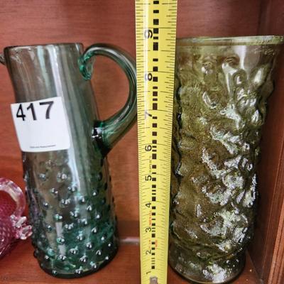 Lot of  6 Glass Pitchers, Decanters, Vases