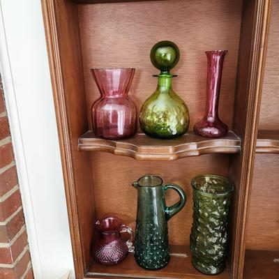 Lot of  6 Glass Pitchers, Decanters, Vases