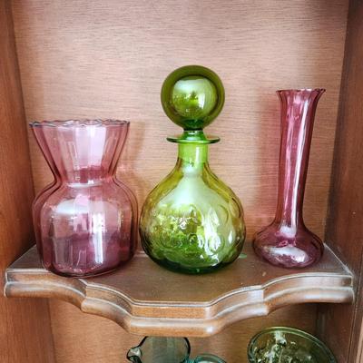 Lot of  6 Glass Pitchers, Decanters, Vases