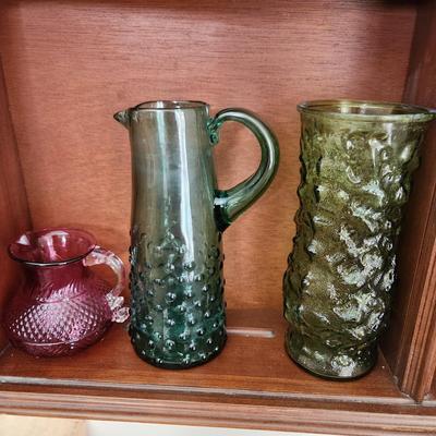 Lot of  6 Glass Pitchers, Decanters, Vases