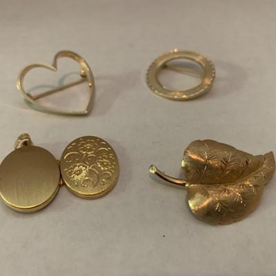 14k Gold Pin / Locket Lot -Lot J1004 - 14 grams total