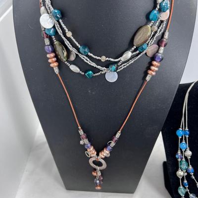 Colorful necklaces and earrings