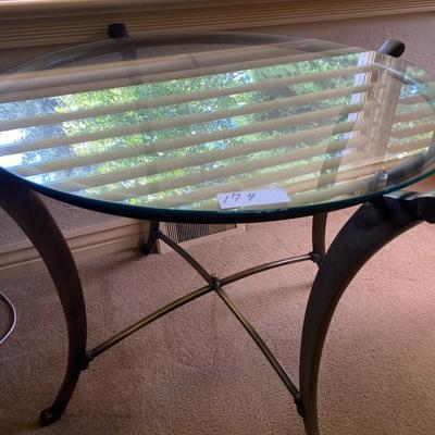 Beautiful Round Heavy 1/4" Glass Lamp Table on Gray Iron Frame
