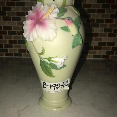 Hummingbird and Hibiscus Design Vase