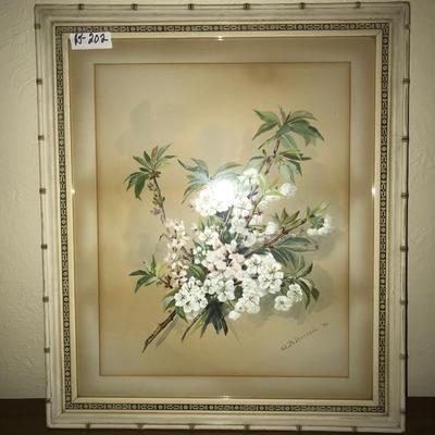 Beautiful Bamboo Frame, Matted Floral Still Life by A.B. Bernard