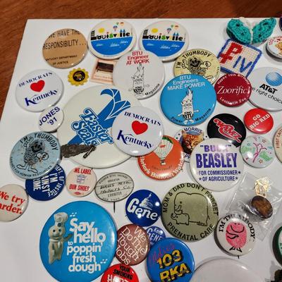 Large lot Vintage Pinbacks Pins Kentucky Louisville Political