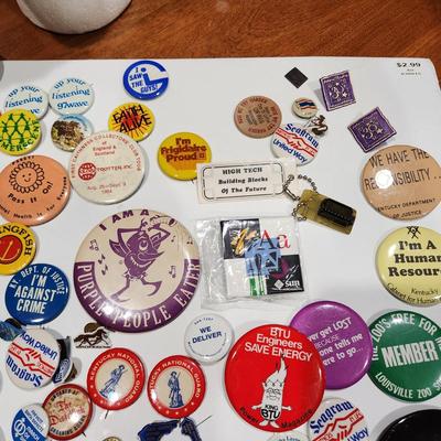 Large lot Vintage Pinbacks Pins Kentucky Louisville Political