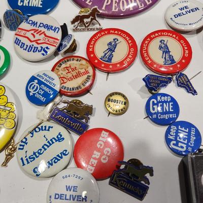 Large lot Vintage Pinbacks Pins Kentucky Louisville Political