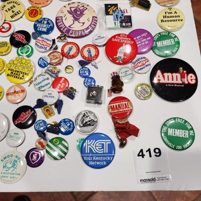 Large lot Vintage Pinbacks Pins Kentucky Louisville Political