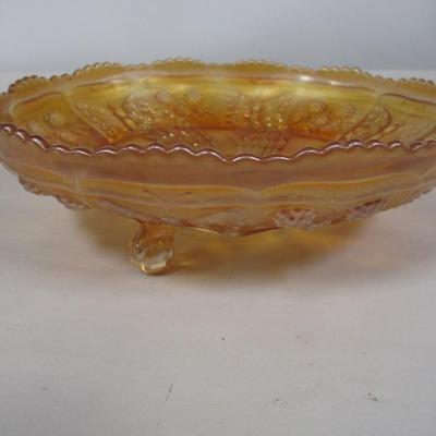 Fenton Butterfly Berry Peacock Fantail Clawfoot Bowl