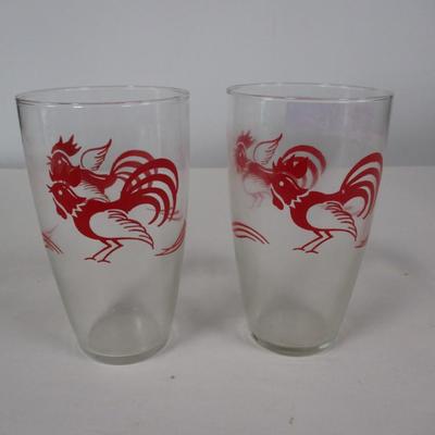 Pair Of Rooster 1950's Ice Tea Glasses