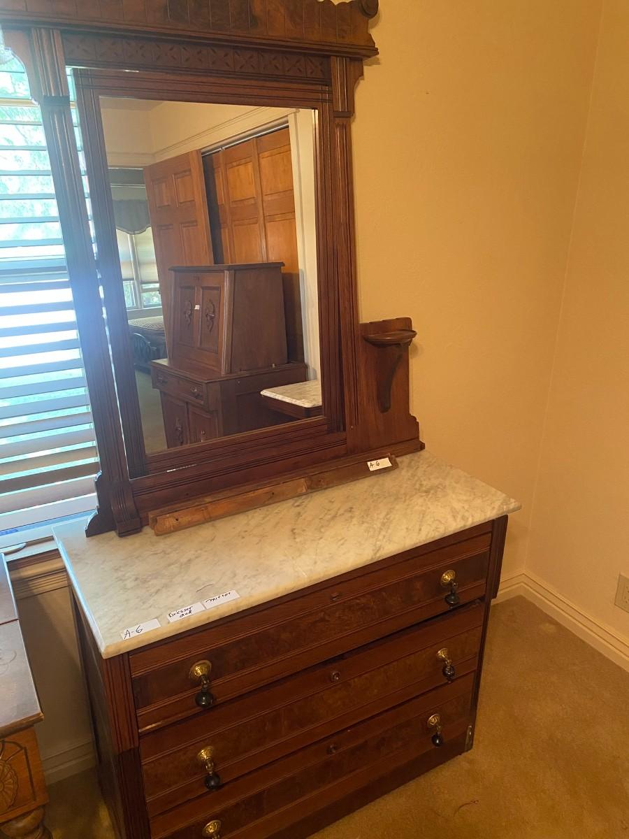 Eastlake Marble Top 3Drawer Dresser with Mirror Included
