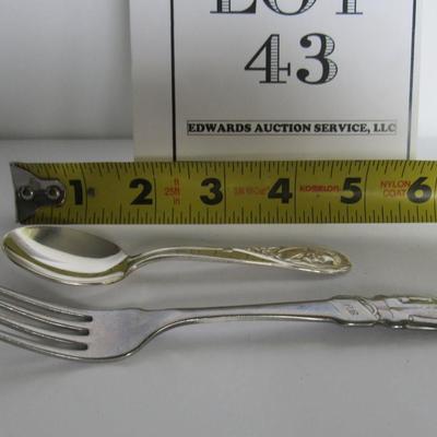 Vintage Gerber Silver Plate Childs Spoon and Paddington Bear Stainless Fork