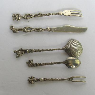 LOT 47:  Mexico Carved Stone Spoon and Italy Condiment Set