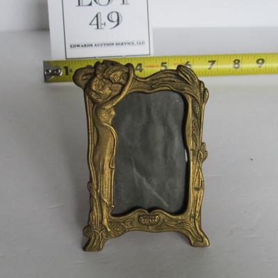 Small Brass Colored Art Nouveau Style Picture Frame