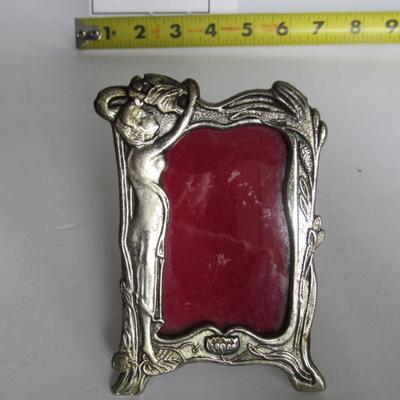 Silver Colored Metal Art Nouveau Style Small Picture Frame
