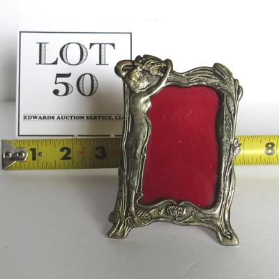 Silver Colored Metal Art Nouveau Style Small Picture Frame