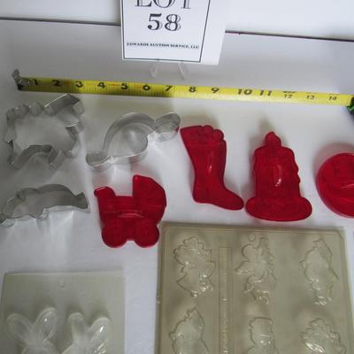 Plastic and Aluminum Cookie Cutters and Plastic Chocolate Molds