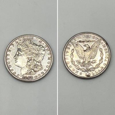 (1) 1887 Morgan Dollar & (1) 1854 Seated Liberty Half Dime
