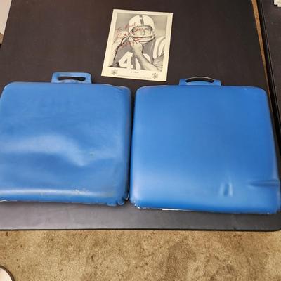 Vintage Baltimore Colts Seat Cushions + Bob Boyd Signed Photo