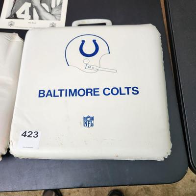 Vintage Baltimore Colts Seat Cushions + Bob Boyd Signed Photo
