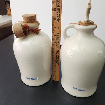 2 Henry McKenna Kentucky Whiskey Half Gallon Stoneware Jugs  w Corks Pourers