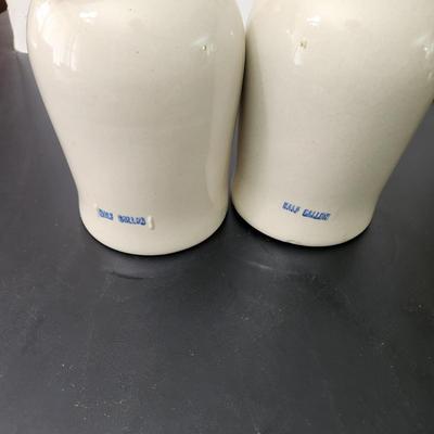 2 Henry McKenna Kentucky Whiskey Half Gallon Stoneware Jugs  w Corks Pourers
