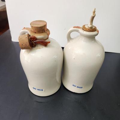 2 Henry McKenna Kentucky Whiskey Half Gallon Stoneware Jugs  w Corks Pourers