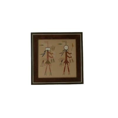 Original Native American Sand Painting of Two Figures
