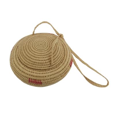 Native American Hand-Woven Carrying Basket with Lid and Strap
