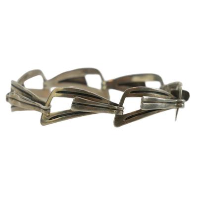Taxco Signed Sterling Silver Paperclip Bracelet