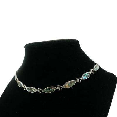 Sterling Silver Abalone Signed Taxco Necklace