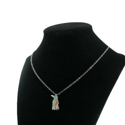 Navajo Turquoise and Coral Bird Necklace