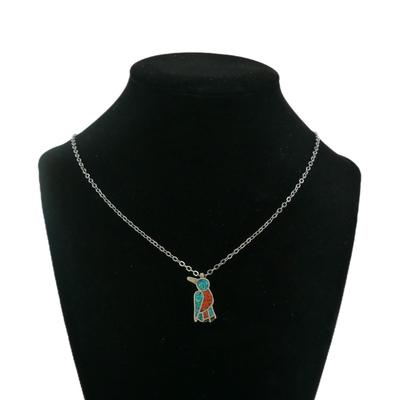 Navajo Turquoise and Coral Bird Necklace